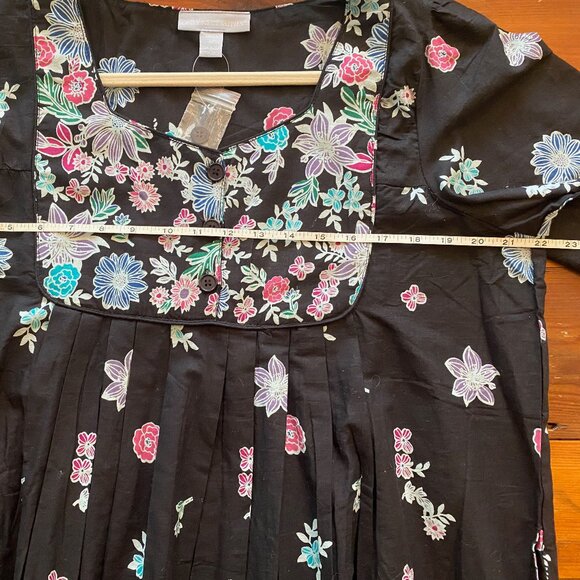 ONLY NECESSITIES SHORT SLEEVE MAXI LOUNGE DRESS BLACK FLORAL PRINT, NWT SZ14/16 - Picture 5 of 6